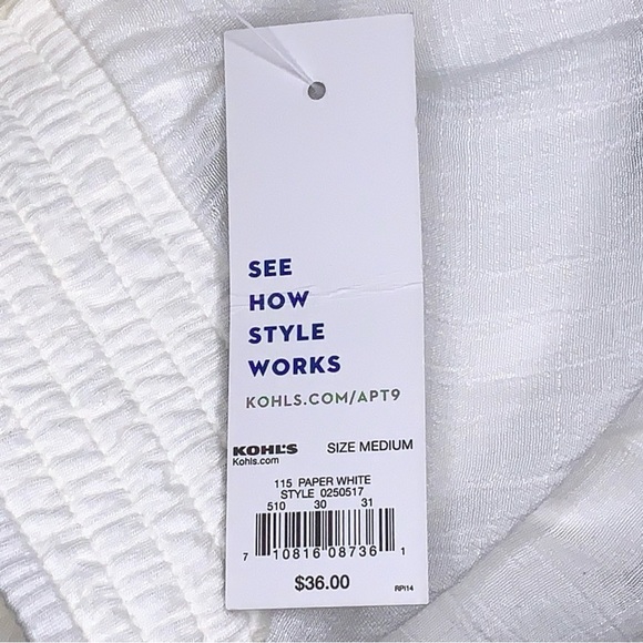 NEW Medium Apt 9 White Skirt Lace Accent Elastic Waistband Boho Bohemian Lined - Picture 12 of 16